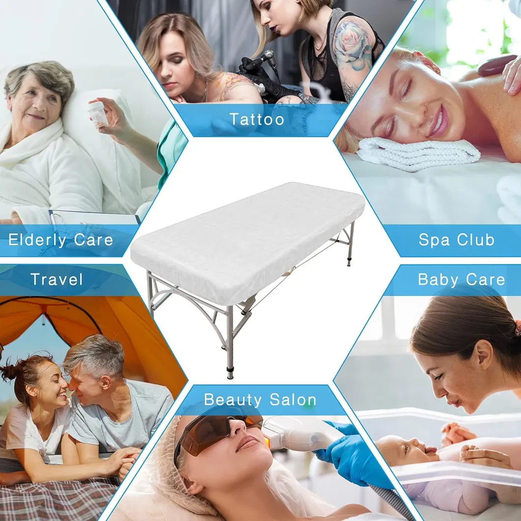 SJ Non woven Fitted Massage Table Sheets White Waterproof Disposable Bed Covers OEM Wholesale